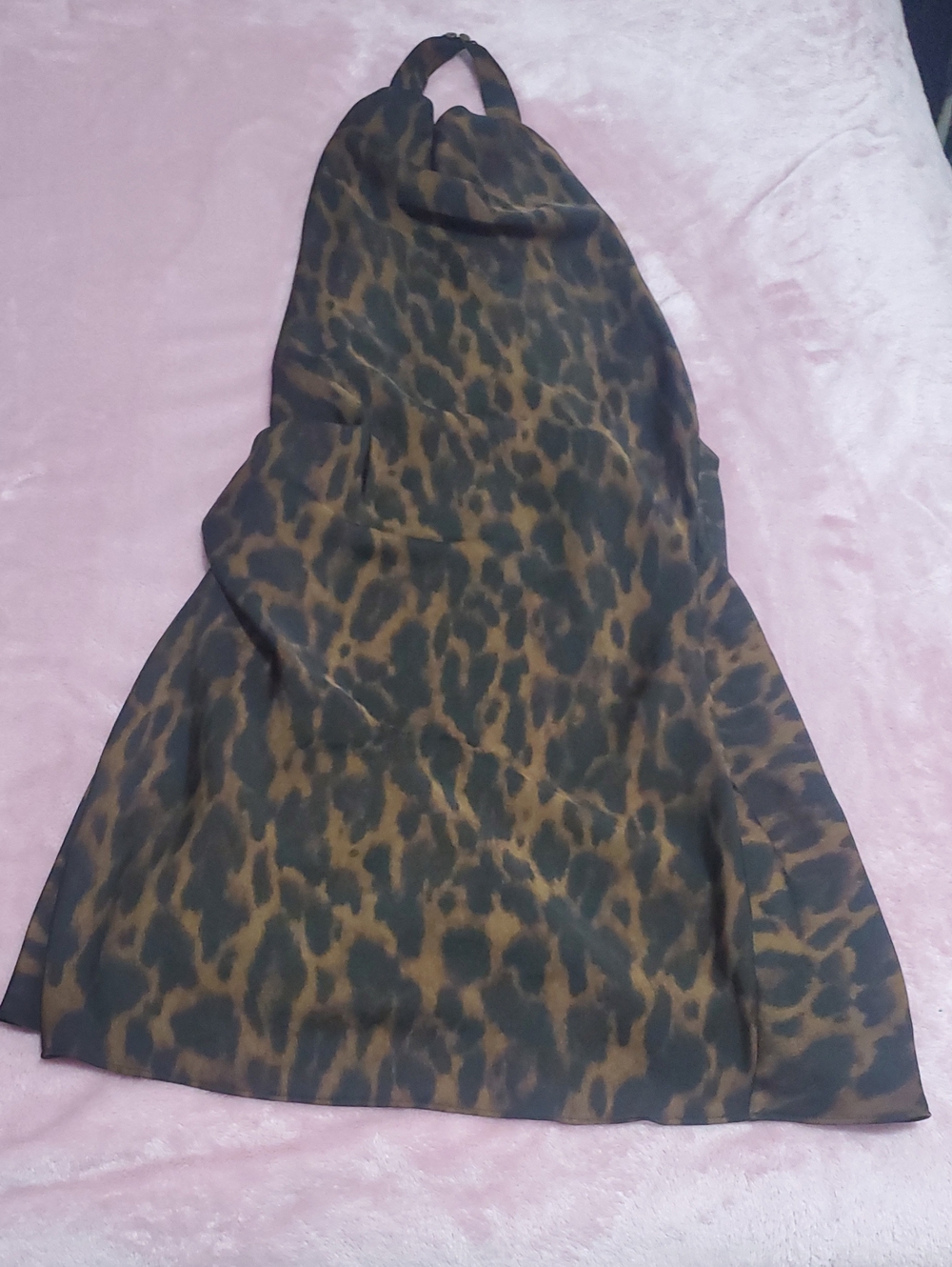 Leopard Print Halter Dress - Brown and Black
